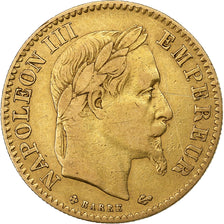 Frankrijk, 10 Francs, Napoléon III, 1866, Strasbourg, Goud, ZF, Gadoury:1015