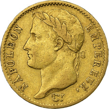 Francja, 20 Francs, Napoléon I, 1808, Paris, Złoto, EF(40-45), Gadoury:1024