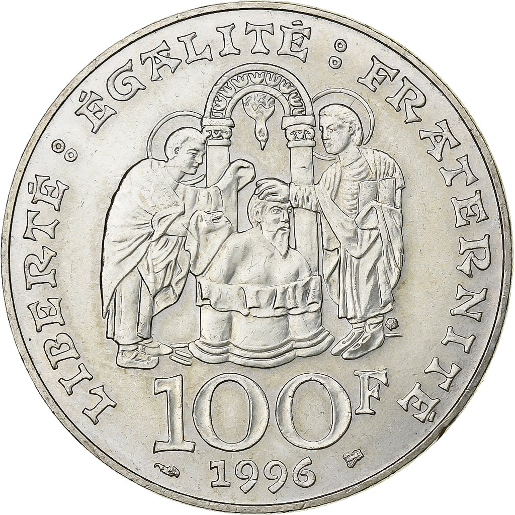 France, 100 Francs, Clovis, 1996, Silver, MS(60-62), Gadoury:953, KM:1180