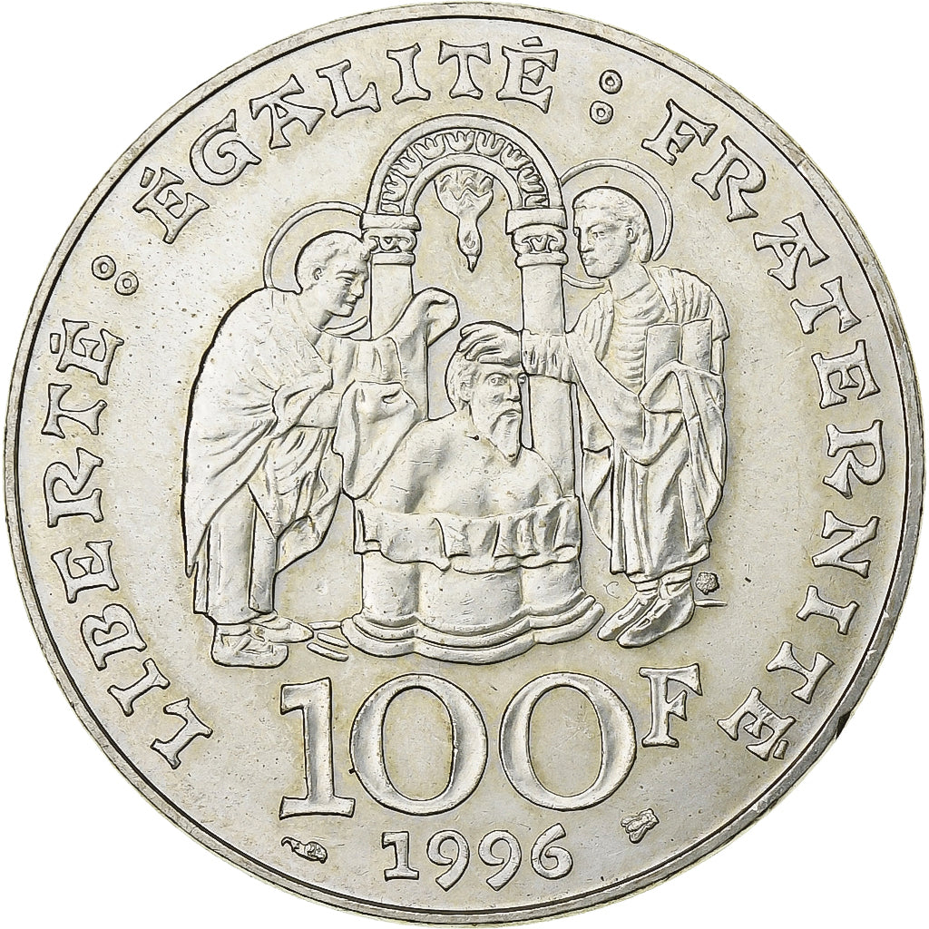 France, 100 Francs, Clovis, 1996, Silver, MS(63), Gadoury:953, KM:1180