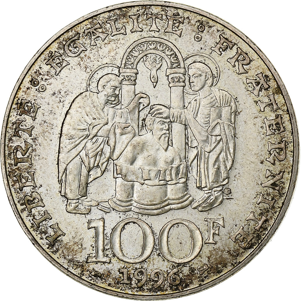 France, 100 Francs, Clovis, 1996, Silver, MS(60-62), Gadoury:953, KM:1180