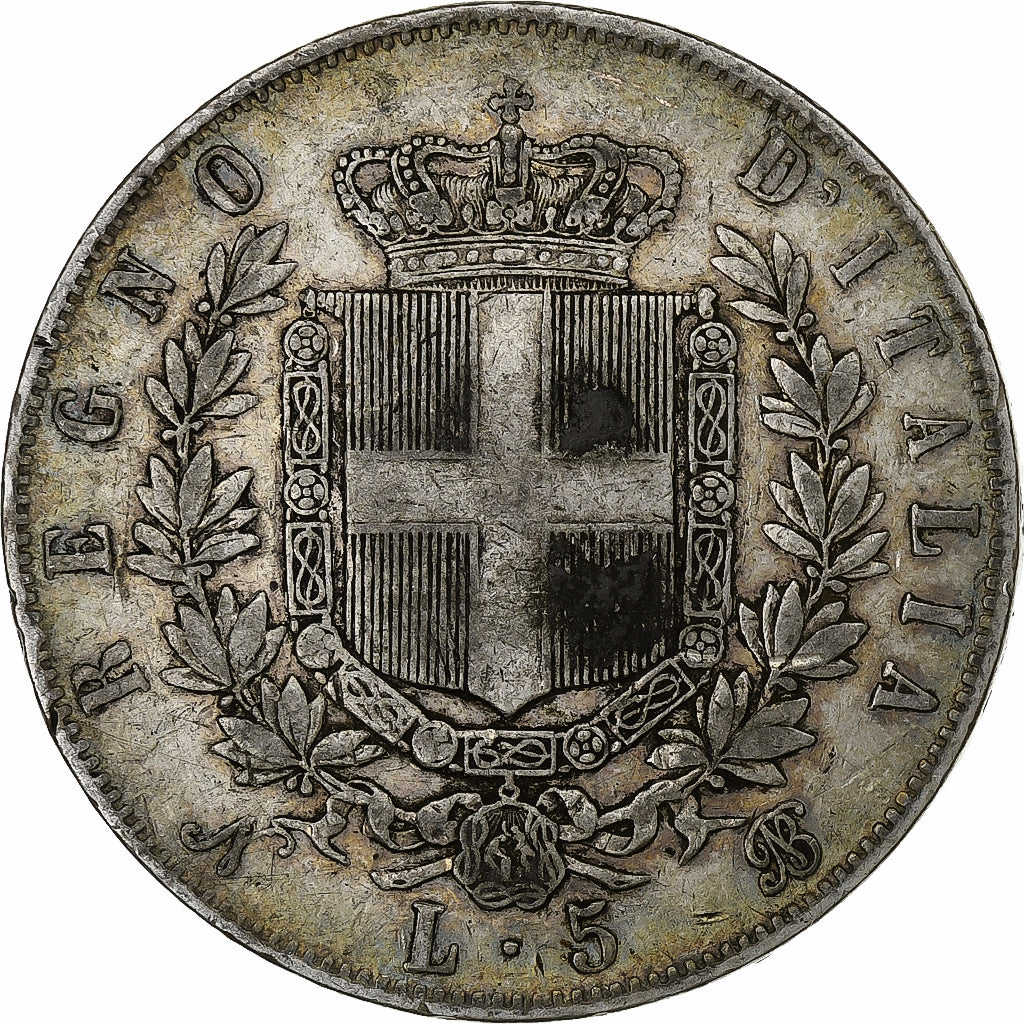 Italie, Vittorio Emanuele II, 5 Lire, 1865, Naples, Argent, TTB, KM:8.2