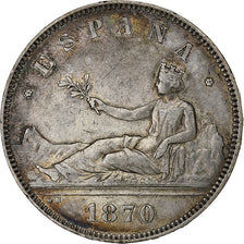 Spain, Provisional Government, 5 Pesetas, 1870, Madrid, Silver, EF(40-45)