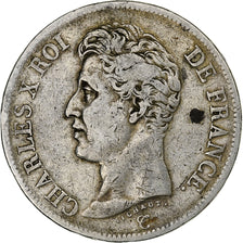 Francia, Charles X, 5 Francs, 1826, Lille, Plata, BC+, Gadoury:643