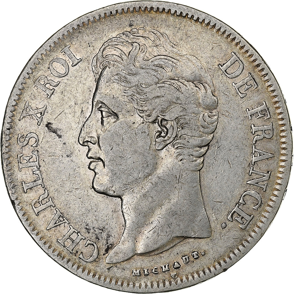 Frankreich, 5 Francs, Charles X, 1827, Lille, Silber, S+, Gadoury:644, KM:728.13