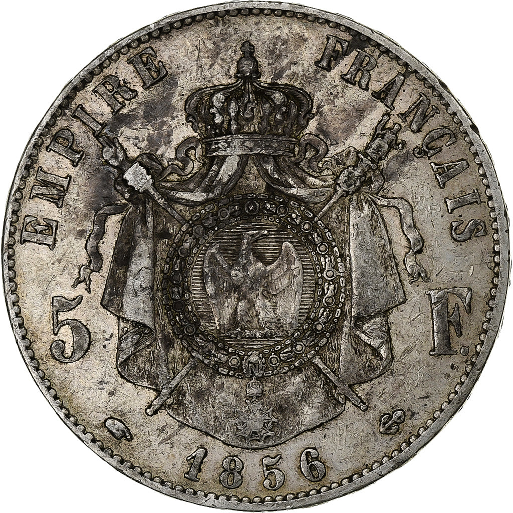 Francia, 5 Francs, Napoléon III, 1856, Paris, Argento, BB, Gadoury:734