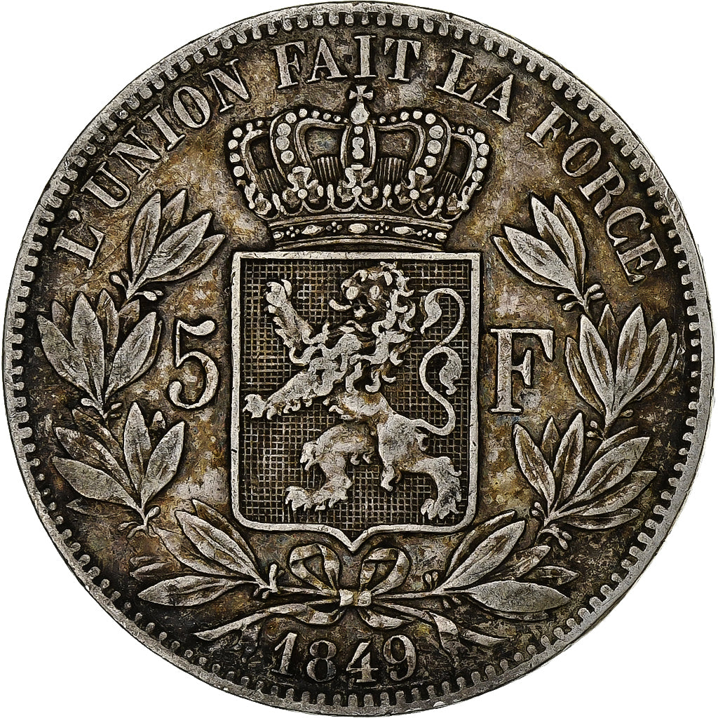 Belgium, Leopold I, 5 Francs, 5 Frank, 1849, Brussels, Silver, VF(30-35), KM:17