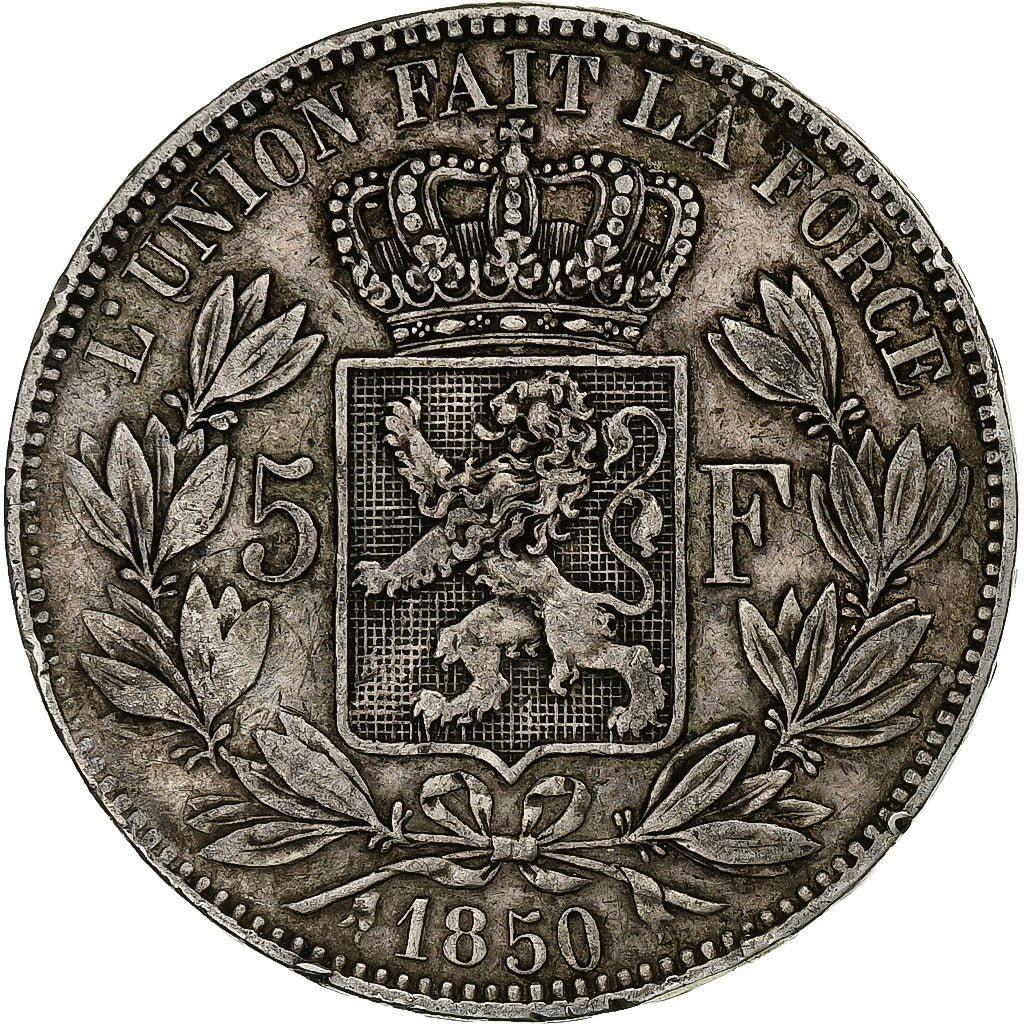 Belgium, Leopold I, 5 Francs, 5 Frank, 1850, Silver, VF(30-35), KM:17