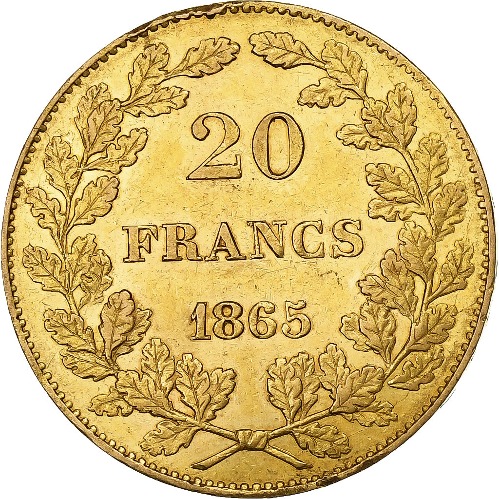 Belgien, Leopold I, 20 Francs, 20 Frank, 1865, Gold, VZ, KM:23
