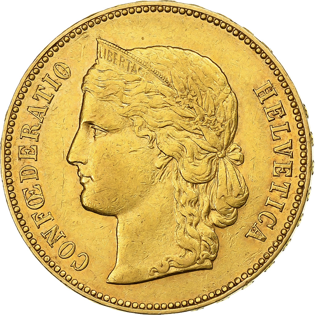 Svizzera, 20 Francs, 1893, Bern, Oro, BB+, KM:31.3