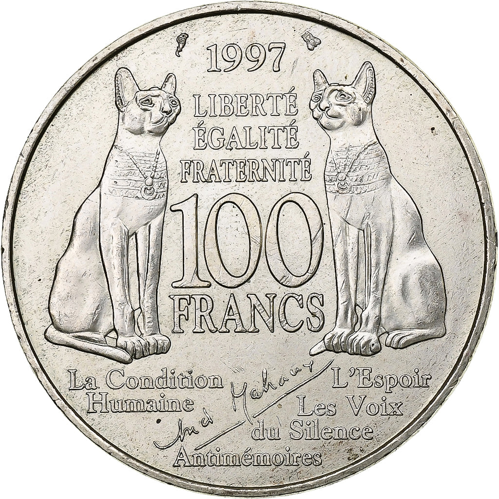 France, 100 Francs, André Malraux, 1997, Argent, SUP, KM:1188