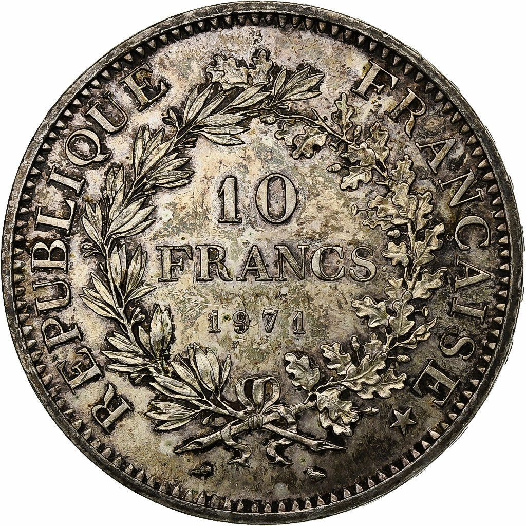 France, 10 Francs, Hercule, 1971, Paris, Silver, MS(60-62), KM:932