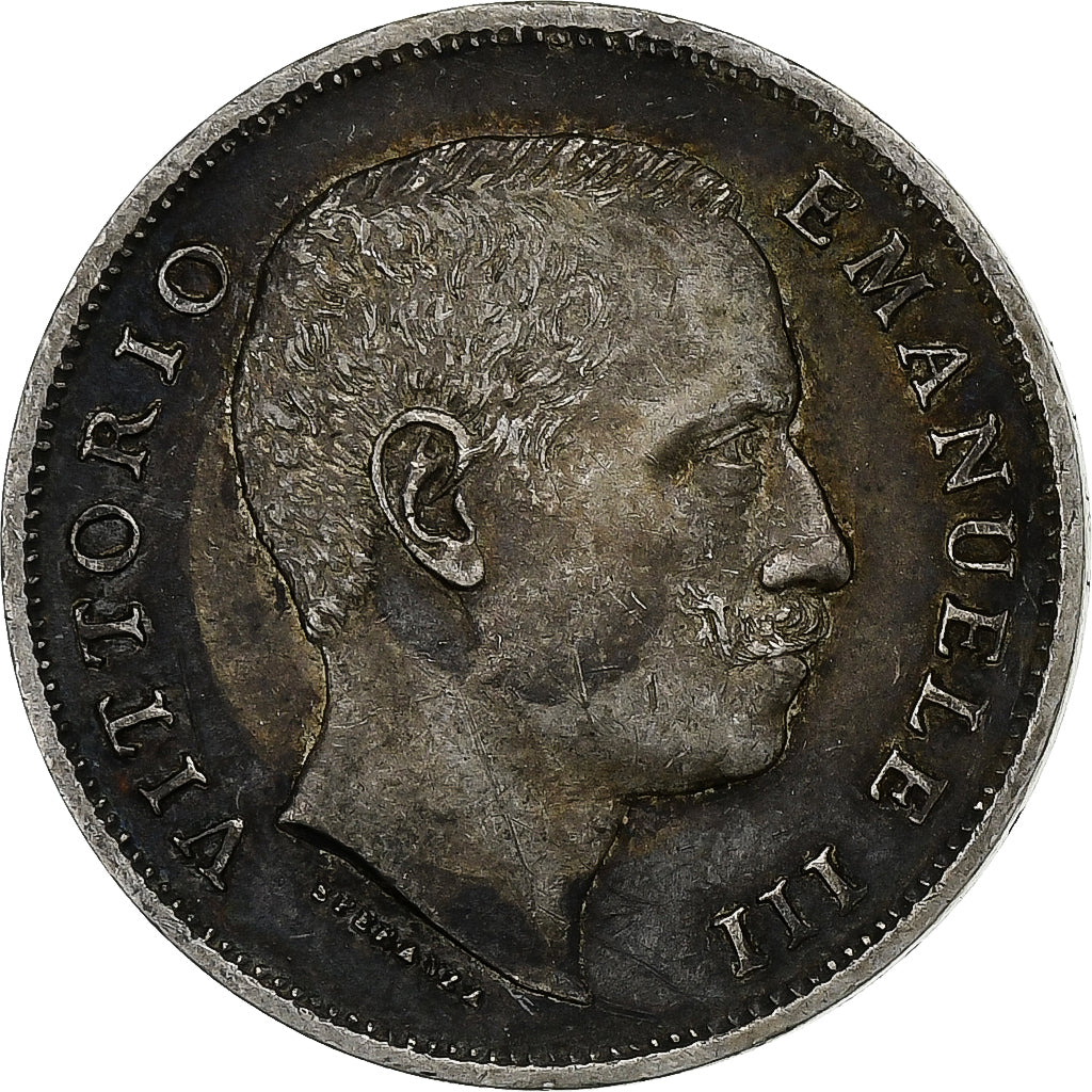 Italië, Vittorio Emanuele III, Lira, 1907, Rome, Zilver, ZF+, KM:32