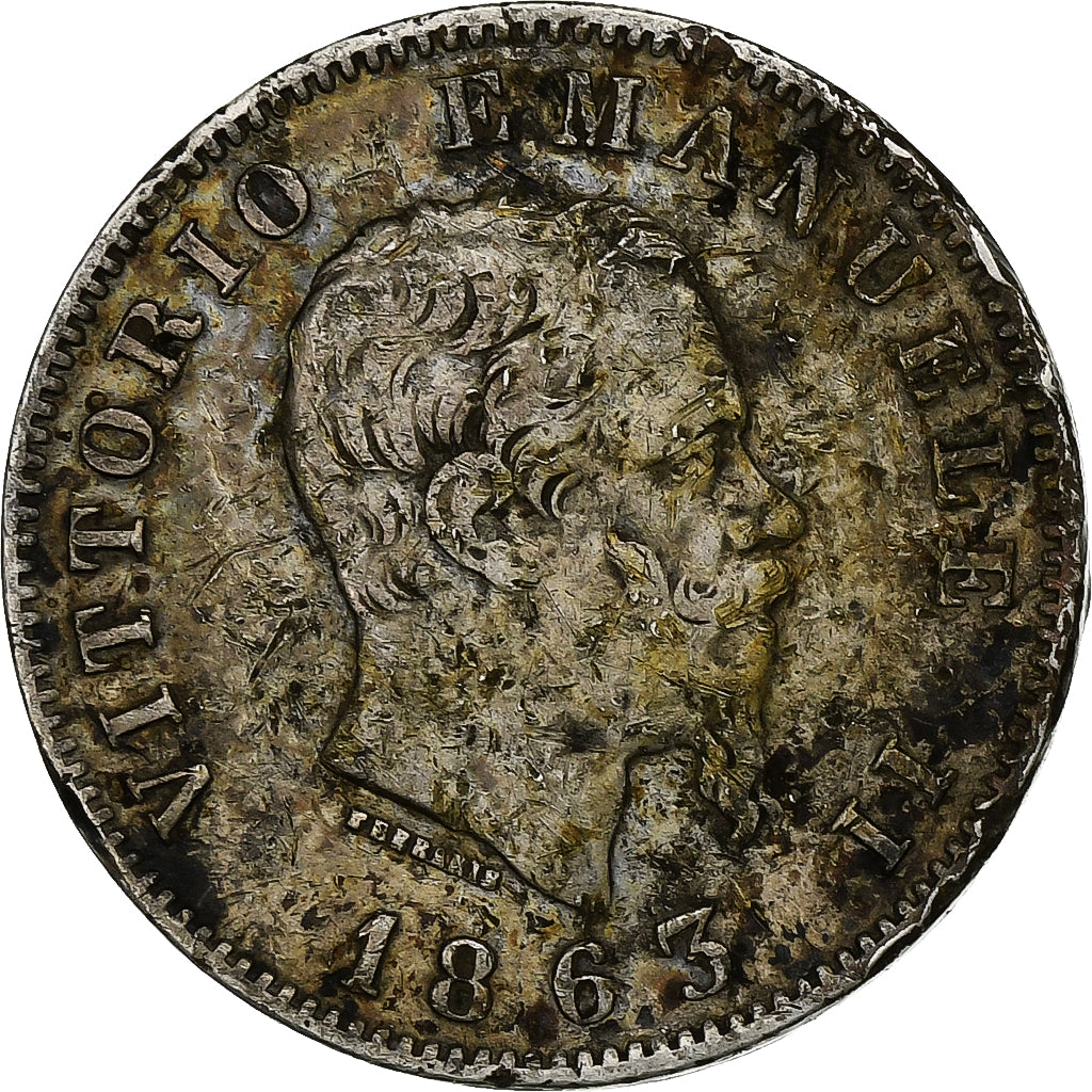 Italy, Vittorio Emanuele II, Lira, 1863, Milan, Silver, VF(30-35), KM:5a.1