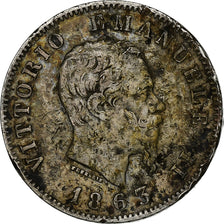Italy, Vittorio Emanuele II, Lira, 1863, Milan, Silver, VF(30-35), KM:5a.1