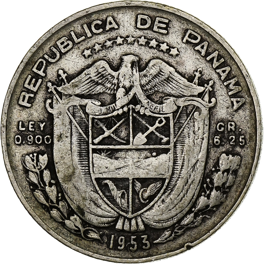 Panama, 1/4 Balboa, 1953, Argento, MB+, KM:19
