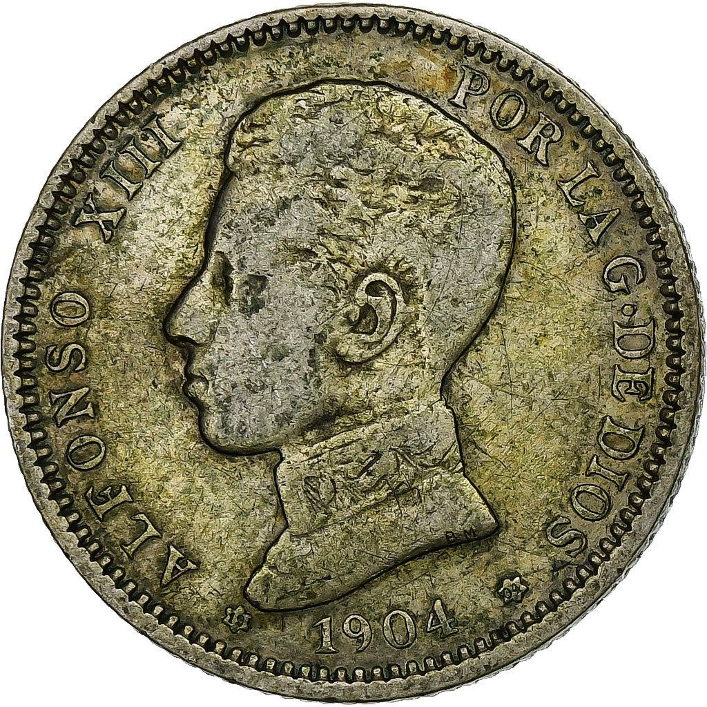 Spanien, Alfonso XIII, Peseta, 1904, Madrid, Silber, S+, KM:721