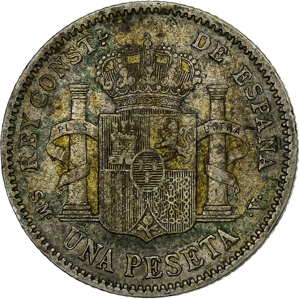 España, Alfonso XIII, Peseta, 1904, Madrid, Plata, BC+, KM:721