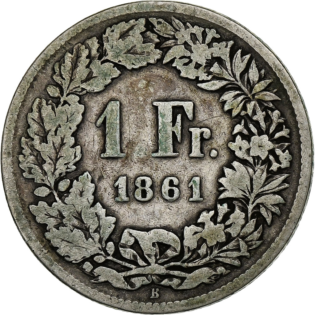 Switzerland, Franc, 1861, Bern, Silver, G(4-6), KM:9a