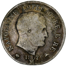 États italiens, KINGDOM OF NAPOLEON, Napoléon I, 2 Lire, 1807, Milan, Argent