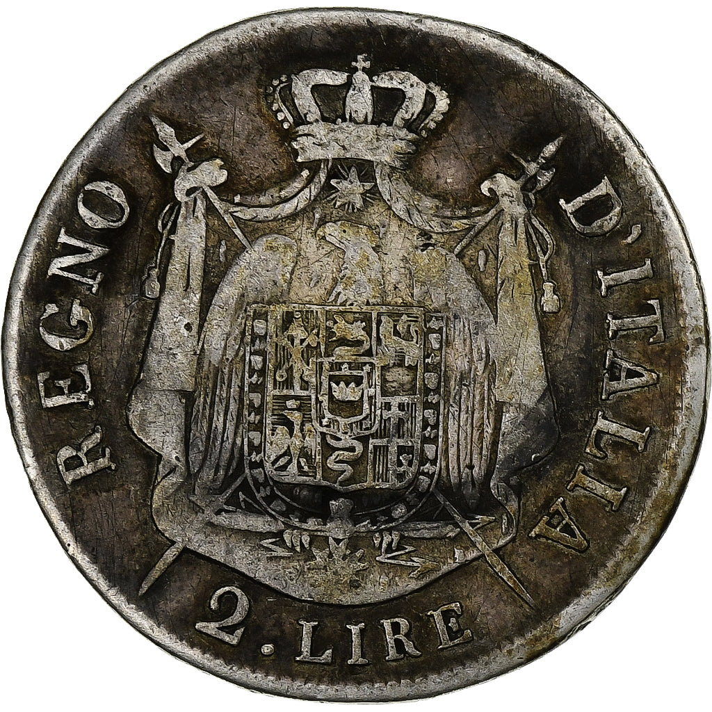 Italien Staaten, KINGDOM OF NAPOLEON, Napoleon I, 2 Lire, 1807, Milan, Silber
