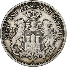 German States, HAMBURG, 2 Mark, 1892, Hamburg, Silver, VF(30-35), KM:612