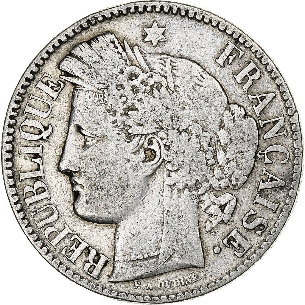 France, 2 Francs, Cérès, 1871, Bordeaux, Argent, TB, Gadoury:529, KM:816.2