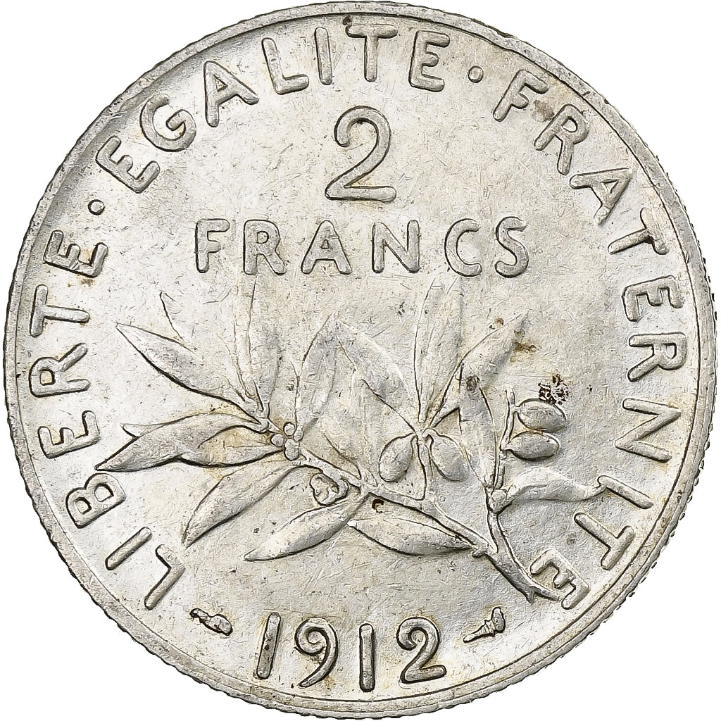 França, 2 Francs, Semeuse, 1912, Paris, Prata, EF(40-45), Gadoury:532, KM:845.1