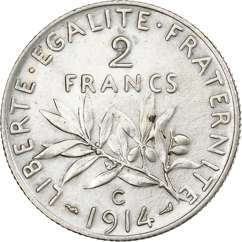 Francia, 2 Francs, Semeuse, 1914, Castelsarrasin, Argento, BB+, Gadoury:532