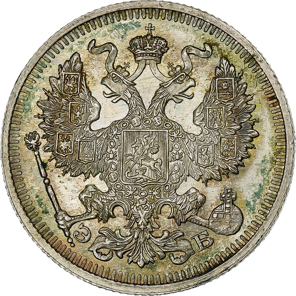 Russie, Nicholas II, 20 Kopeks, 1912, Saint-Pétersbourg, Argent, SUP+, KM:22a.1
