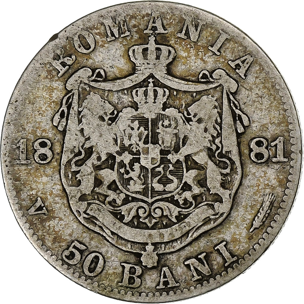 Romania, Carol I, 50 Bani, 1881, Vienna, Silver, VF(20-25), KM:13