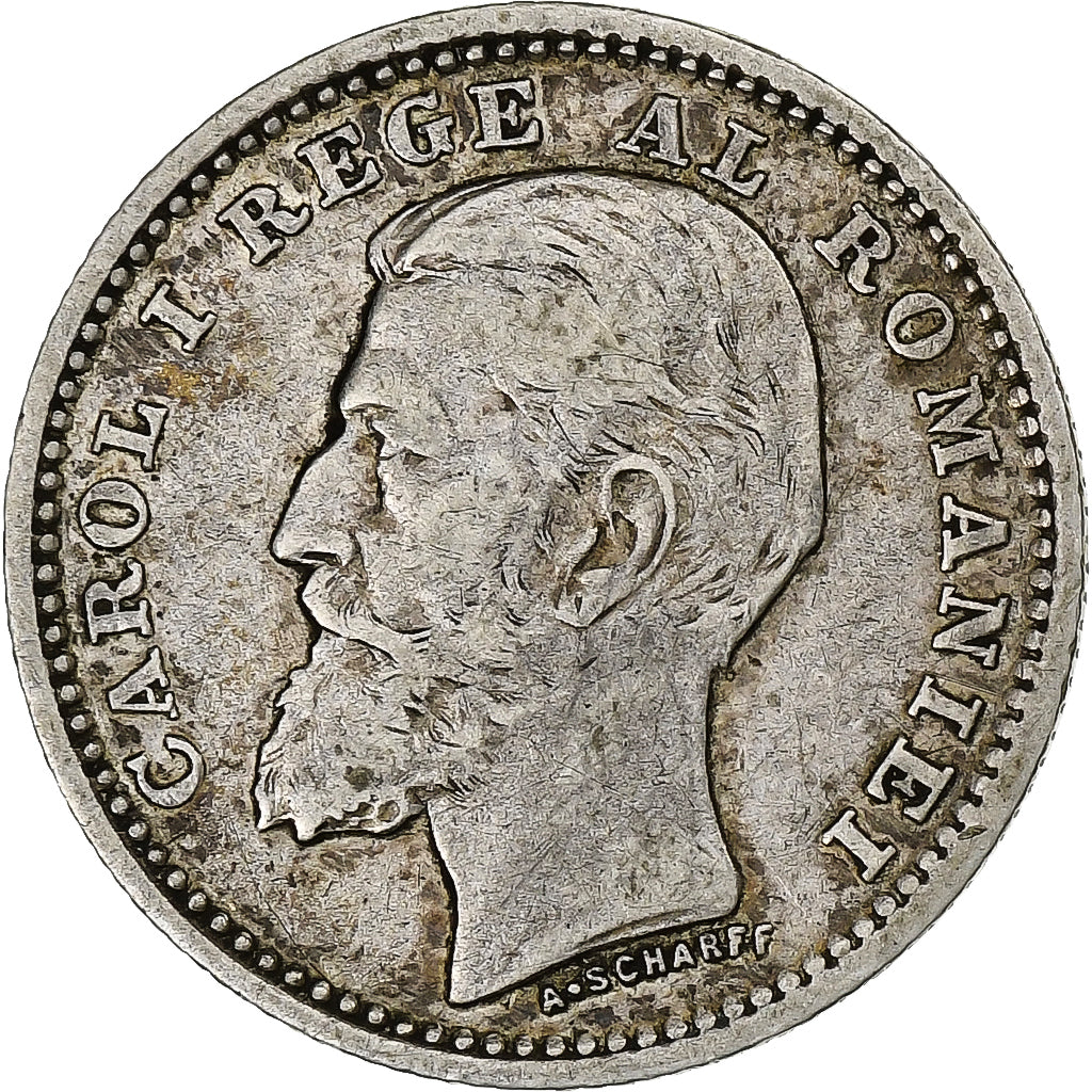Romania, Carol I, 50 Bani, 1900, Silver, EF(40-45), KM:23