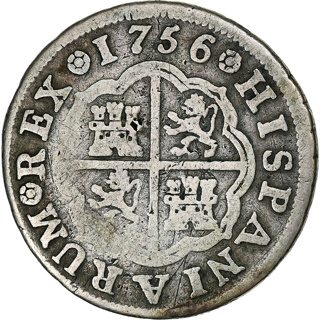 Spain, Ferdinand VI, Real, 1756, Madrid, Silver, F(12-15), KM:369.1