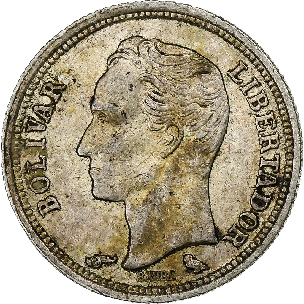 Venezuela, 25 Centimos, 1960, Zilver, ZF, KM:35a