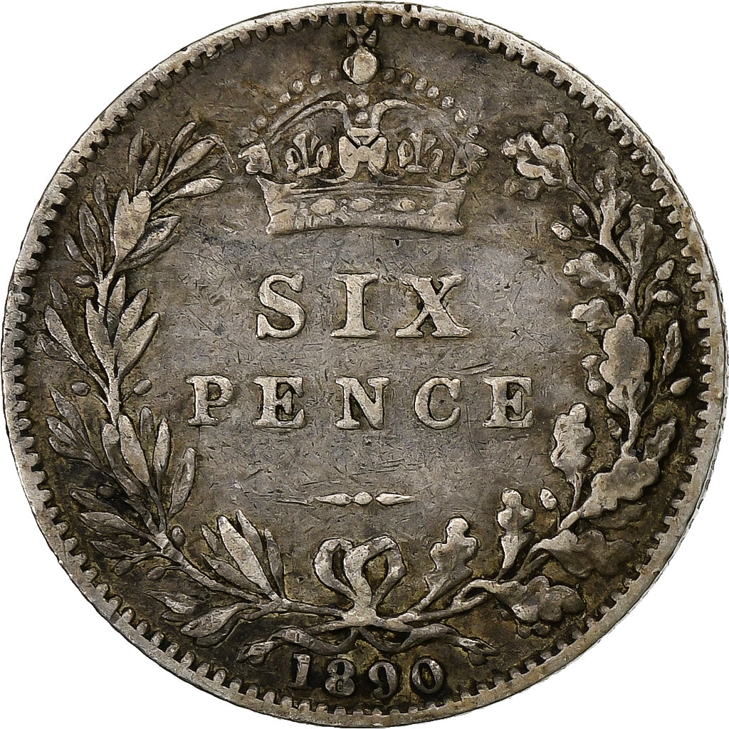 Great Britain, 6 Pence, 1890, London, Silver, EF(40-45)