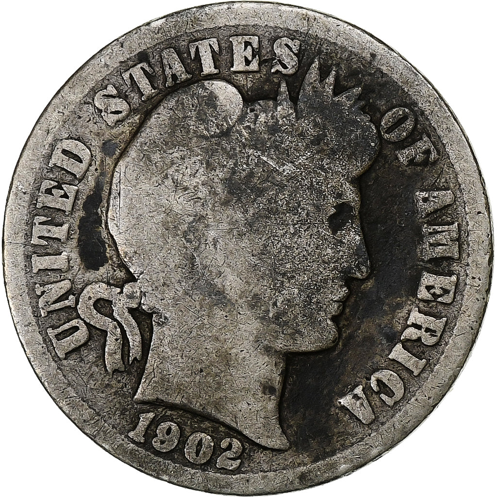 Stati Uniti, Dime, Barber Dime, 1902, Philadelphia, Argento, B+, KM:113