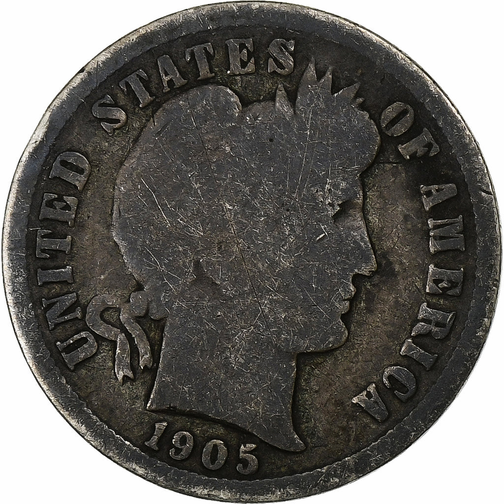 Stati Uniti, Dime, Barber Dime, 1905, New Orleans, Argento, B, KM:113