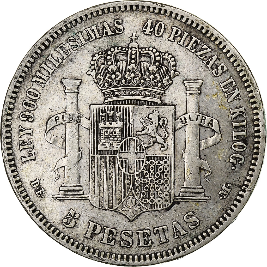 Spagna, Amadeao I, 5 Pesetas, 1871 (74), Madrid, Argento, MB+, KM:666
