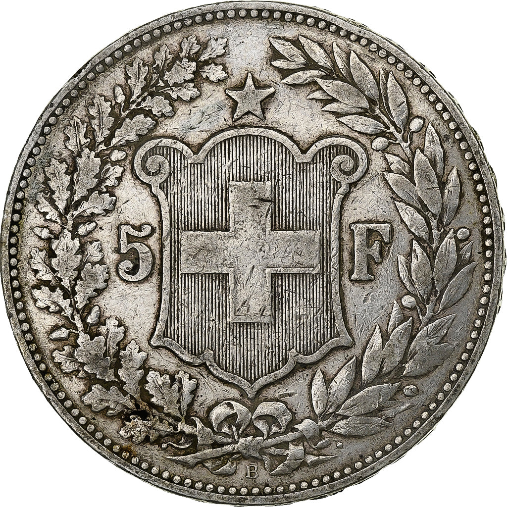 Switzerland, 5 Francs, 1892, Bern, Silver, VF(20-25), KM:34
