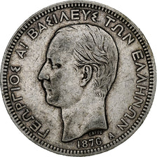 Greece, George I, 5 Drachmai, 1876, Paris, Silver, VF(30-35), KM:46