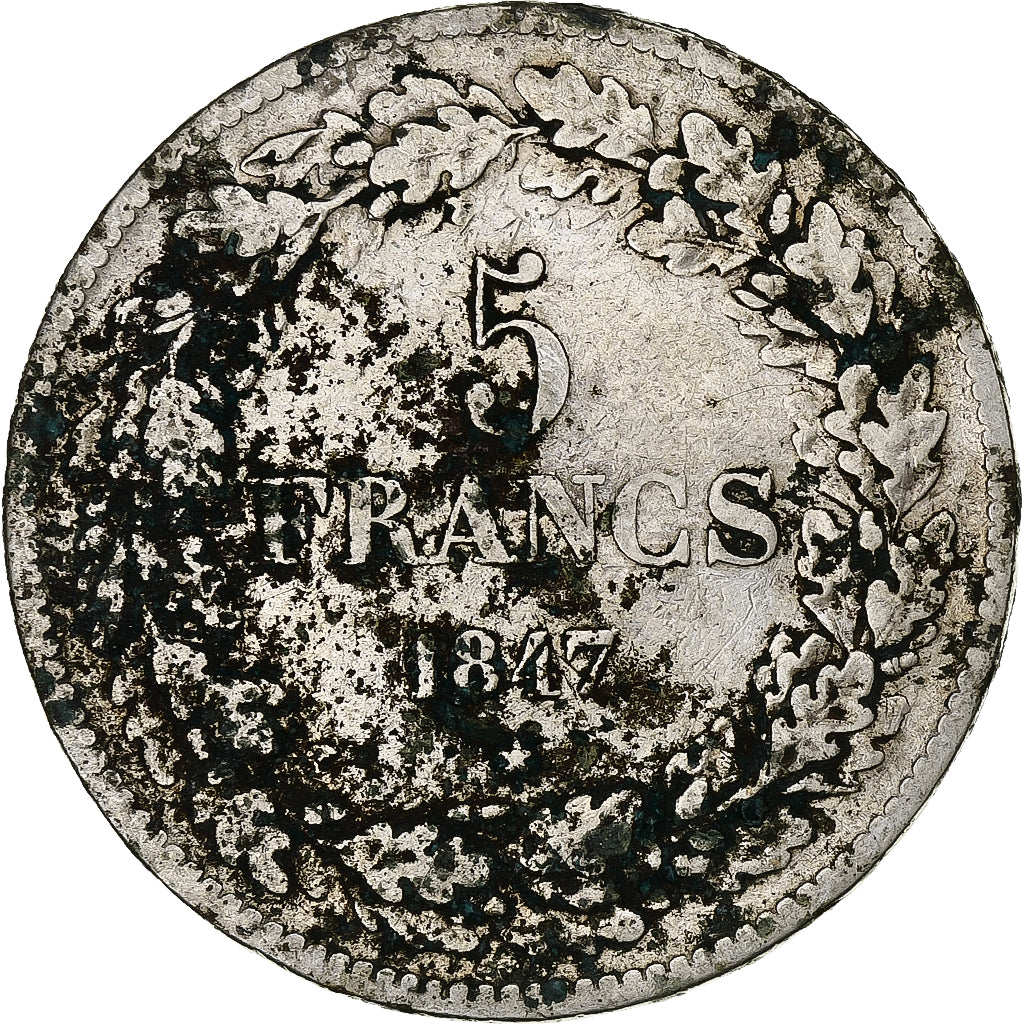 Belgium, Leopold I, 5 Francs, 5 Frank, 1847, Brussels, Silver, VF(30-35), KM:3.2