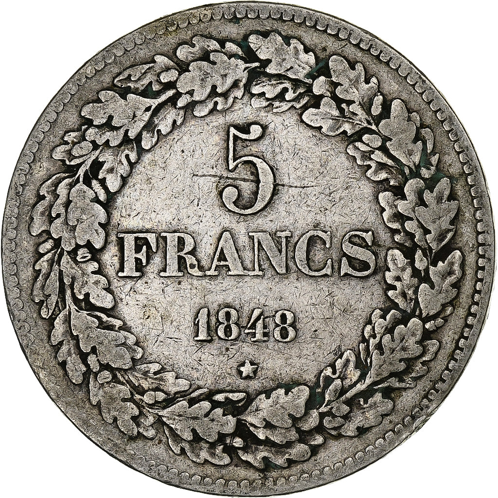 Belgium, Leopold I, 5 Francs, 5 Frank, 1848, Silver, VF(30-35), KM:3.2