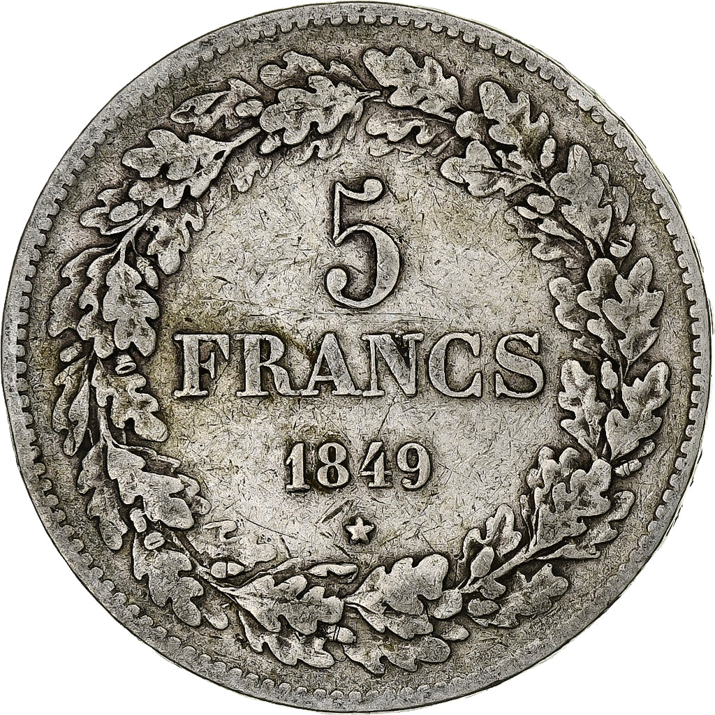 Belgium, Leopold I, 5 Francs, 5 Frank, 1849, Silver, VF(30-35), KM:3.2