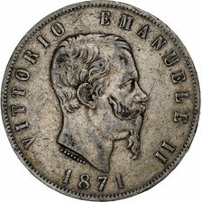 Italy, Vittorio Emanuele II, 5 Lire, 1871, Milan, Silver, VF(20-25), KM:8.3