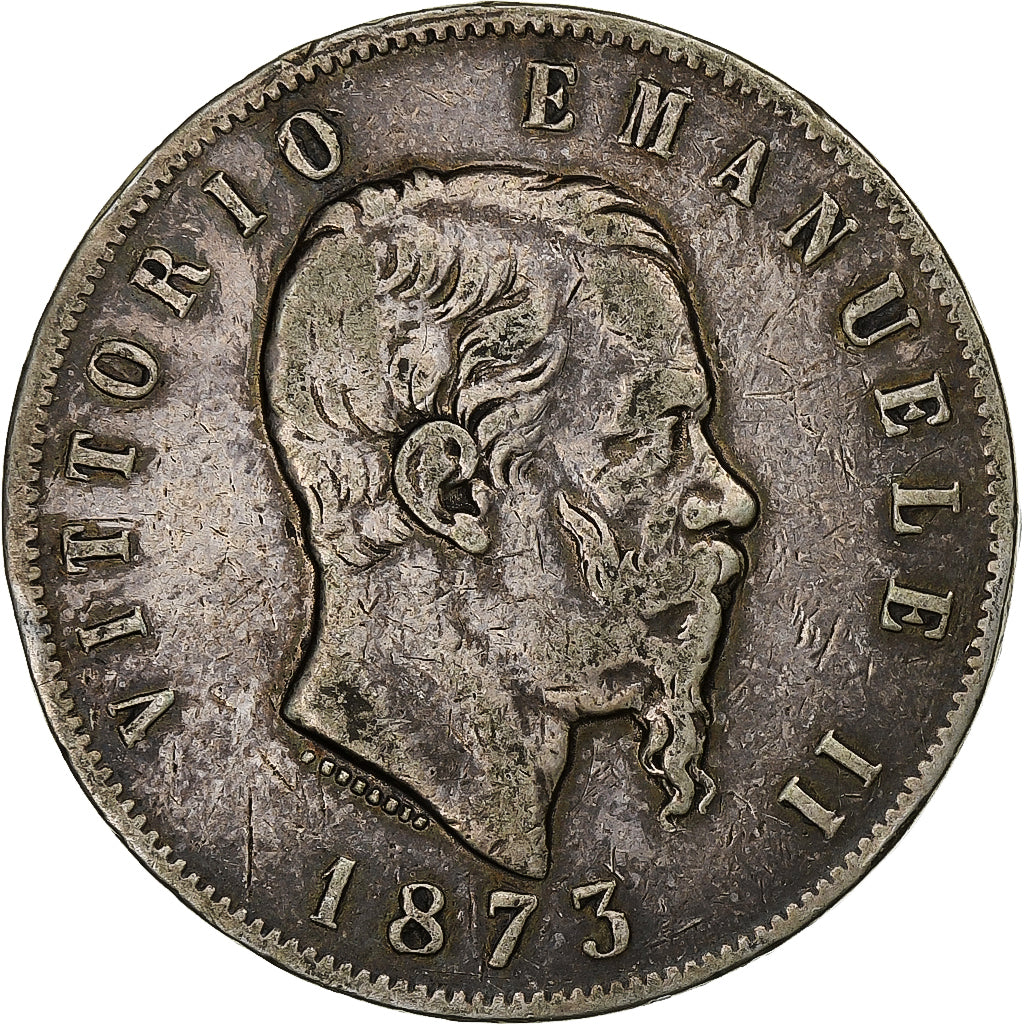 Italie, Vittorio Emanuele II, 5 Lire, 1873, Milan, Argent, TB, KM:8.3