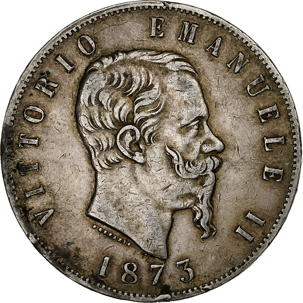 Italie, Vittorio Emanuele II, 5 Lire, 1873, Milan, Argent, TB+, KM:8.3