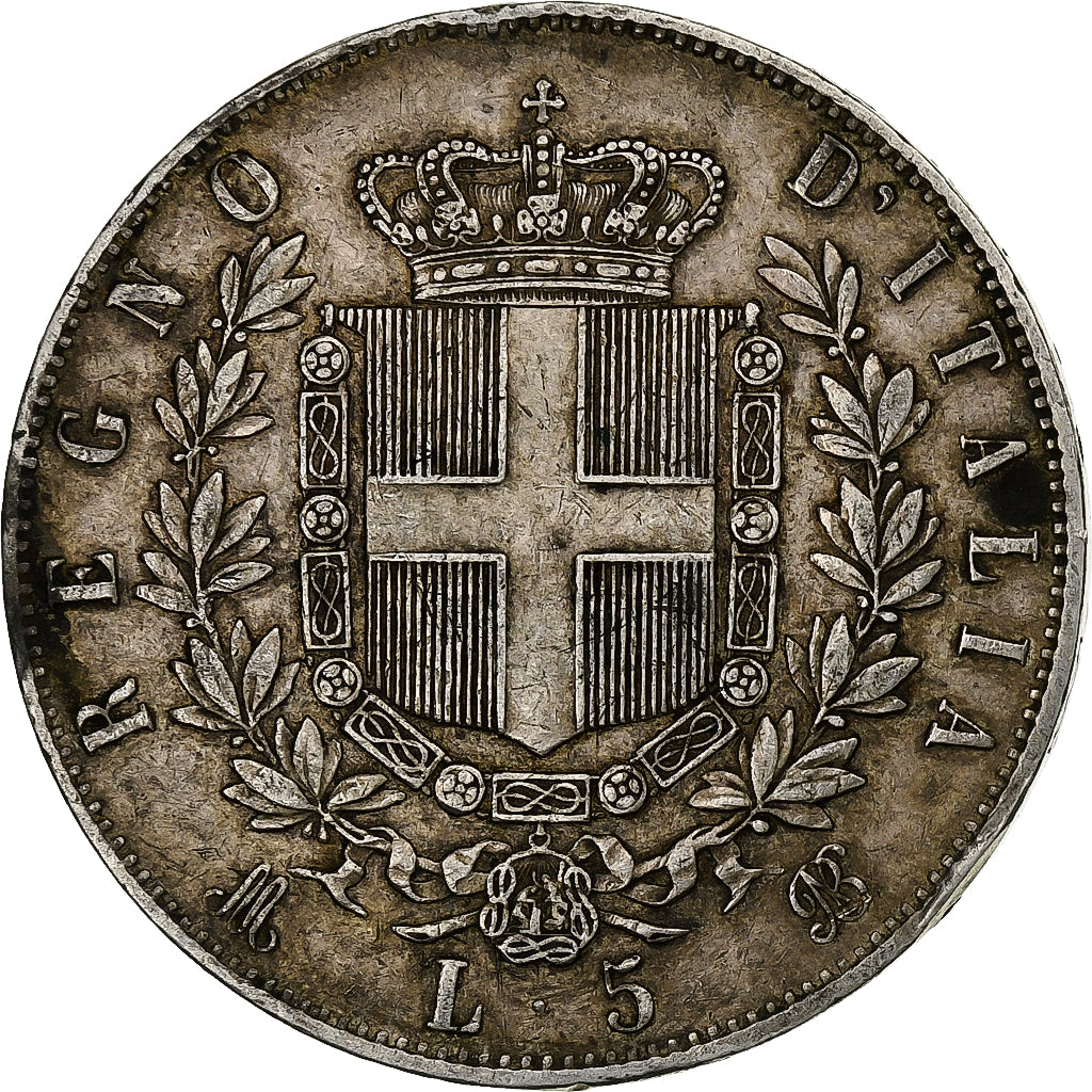 Italie, Vittorio Emanuele II, 5 Lire, 1873, Milan, Argent, TB+, KM:8.3