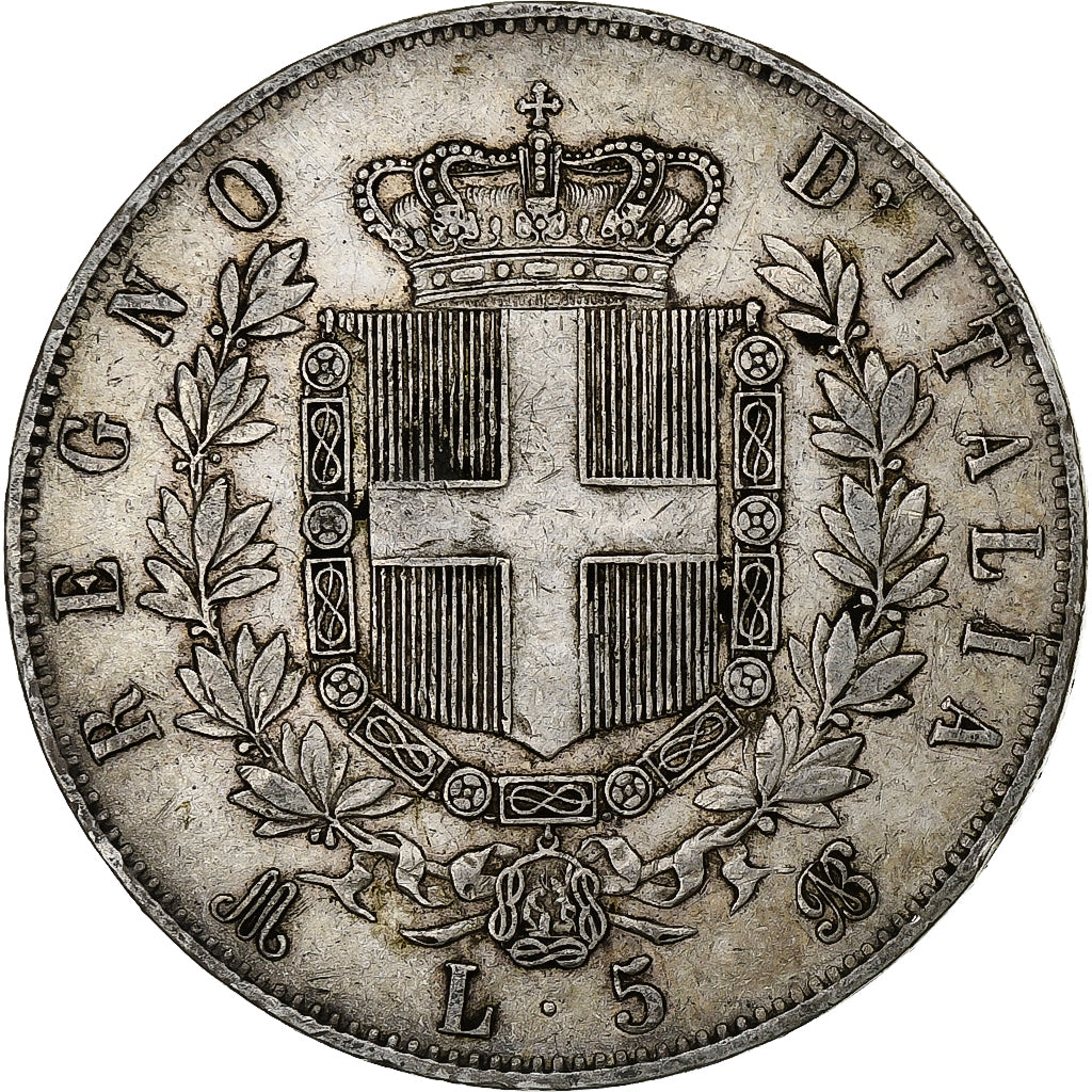 Italien, Vittorio Emanuele II, 5 Lire, 1874, Milan, Silber, S+, KM:8.3