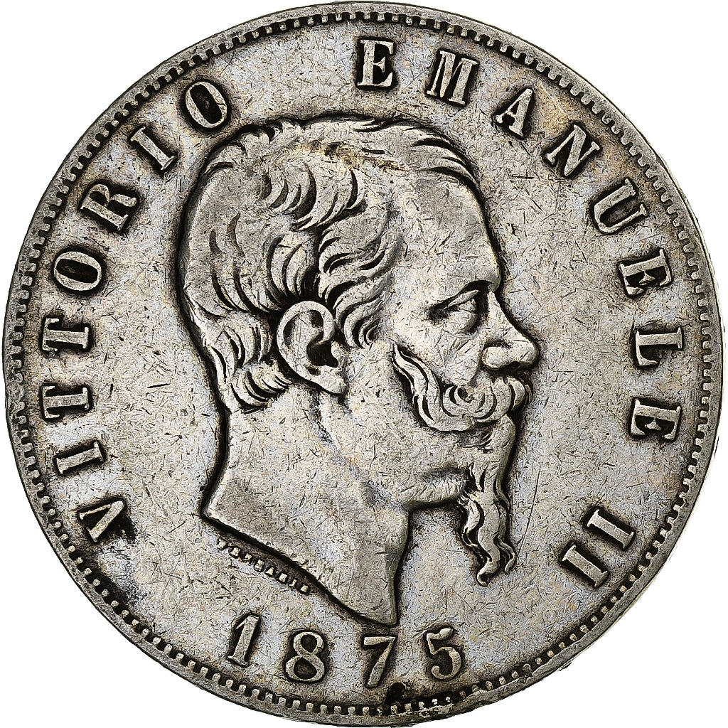 Italie, Vittorio Emanuele II, 5 Lire, 1875, Rome, Argent, TB, KM:8.4