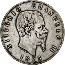 Italie, Vittorio Emanuele II, 5 Lire, 1875, Rome, Argent, TB, KM:8.4